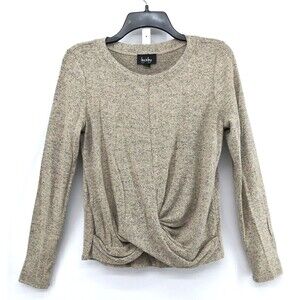By & By Shirt Womens Size Medium Grayish Tan Long Sleeve Pullover Top